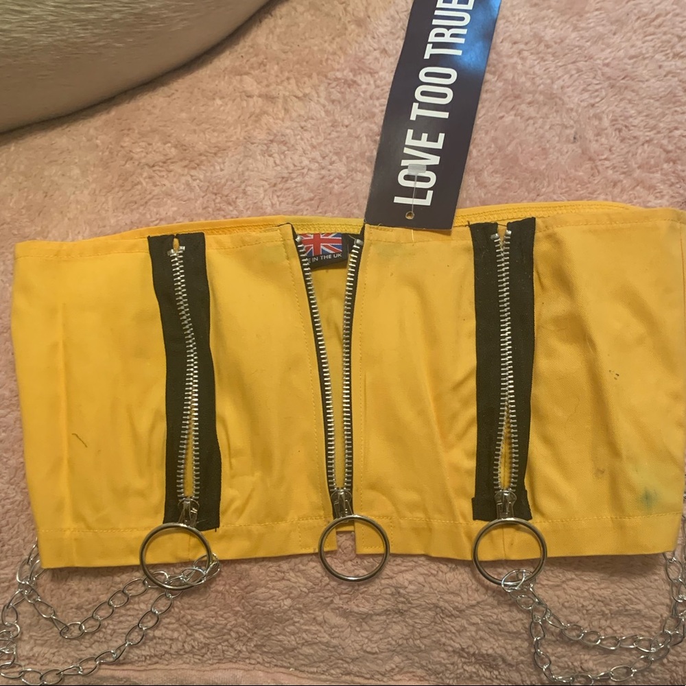 yellow DOLLSKILL crop top brand new with tags